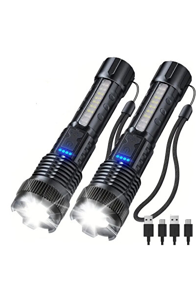 Choice مصباحان يدويان LED عاليان الطاقة قابلان لإعادة الشحن مع مشبك، بدون علب...