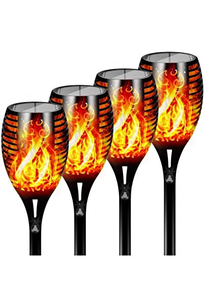 Choice 4 مصابيح شمسية خارجية مطورة بـ 12 مصباح LED، 4 مشاعل شمسية تيكي مع لهب...