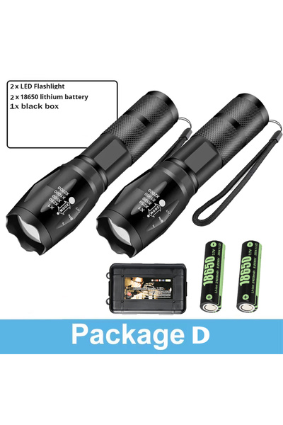 Heinast black Package D Powerful T6 Led flashlight Ultra Bright Torch Camping...