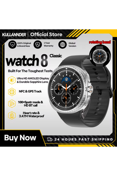 Choice ساعة أصلية سوداء مقاس 8 بوصات، ساعة ذكية ألترا كلاسيك مزودة بنظام تحدي...