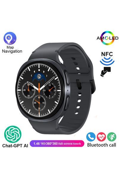 Choice ساعة ذكية جديدة سوداء موديل 2025، شاشة فائقة الوضوح 46 مم، تدعم الدردش...
