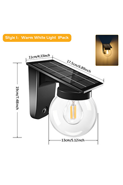 Choice1 مصباح شمسي E27 أبيض دافئ للحديقة، مصباح جداري شمسي خارجي مع وضعين للت...