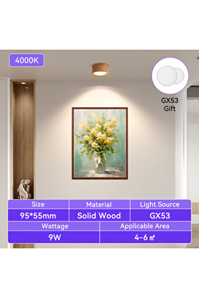 Choice مصباحان سقف خشبيان بإضاءة محايدة 4500 كلفن GX53، يعملان بجهد 220 فولت،...