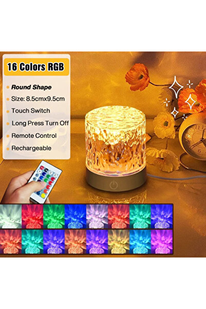 Choice Round Type Remote 16 Colors Water Ripples Lights Rechargeable Ocean Wa...