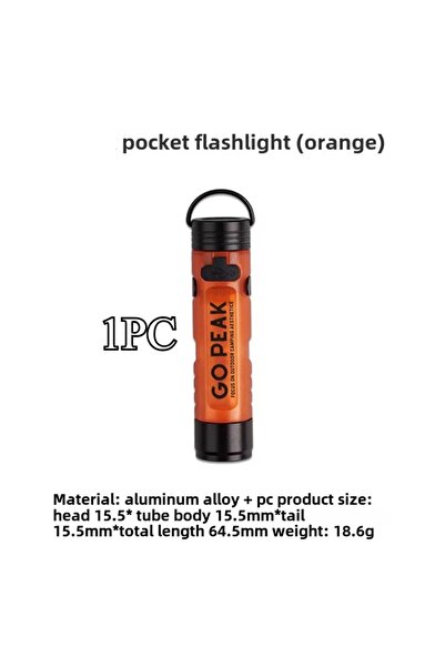 Choice مصباح جيب صغير برتقالي قوي الإضاءة، مزود بمشبك مغناطيسي، ومشبك مفاتيح،...