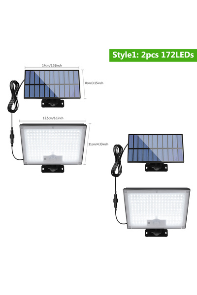 Choice مصباحان شمسيان خارجيان مزودان بمستشعر حركة، كل منهما يحتوي على 172 مصب...