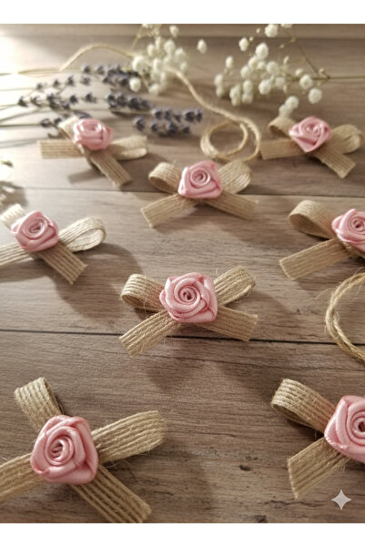 Esram Butik Jüt Fiyonk Pembe Gül Detaylı Söz, Nişan, Nikah Şekeri, Davetiye K...