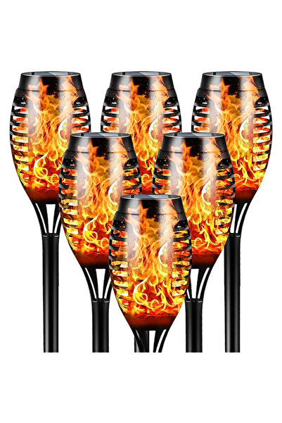 Choice مصباح شعلة يعمل بالطاقة الشمسية بـ 12 مصباح LED، ضوء دافئ، عبوة من 6 ق...