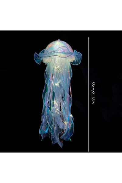 APWIKOGER مصباح ليلي على شكل قنديل بحر أزرق من ألويت، يعمل ببطارية زر، يُعلق ...