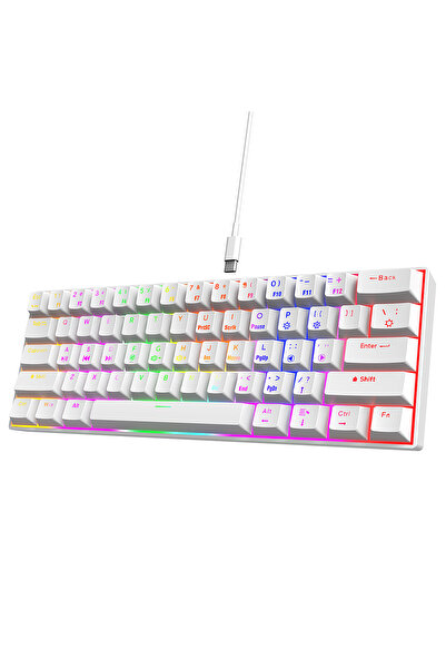 XTRIKE ME RGB Işıklı Beyaz Gaming Klavye - %60 Kompakt Tasarım - Type-C Kablo...