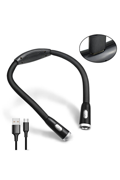 Choice مصباح قراءة معلق للرقبة LED أسود قابل لإعادة الشحن - قابل لإعادة الشحن...