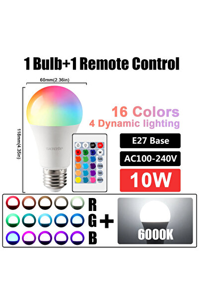 Choice 10w E27 RGB 6000K LED RGB Bulb Multicolor light E27 B22 Base 16 Colors...