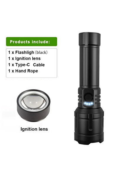 Choice مصباح يدوي أسود اللون - لا يحتاج إلى بطارية، ولاعة، وشاحن متنقل، قابل ...