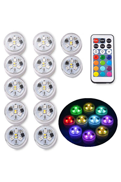 Choice 12 مصباح LED صغير قابل للغمر مع جهاز تحكم عن بعد - مصباح صغير يعمل بال...