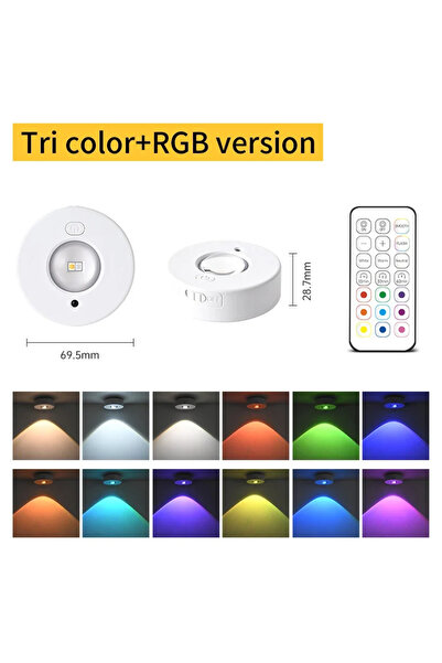 Choice مصباح LED قابل لإعادة الشحن بثلاثة ألوان RGB، يُوضع أسفل الخزانة، مع ج...
