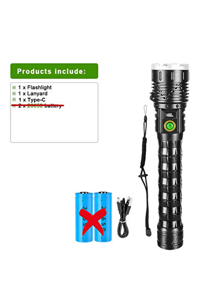 Choice ZOOM black A-No battery High Power LED Flashlight USB Rechargeable Out...