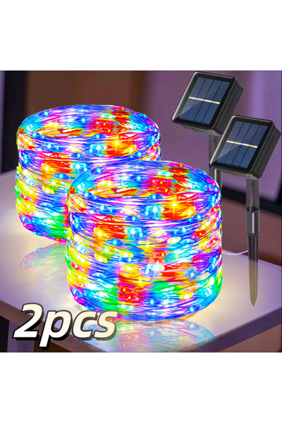 Choice سلسلة إضاءة خارجية تعمل بالطاقة الشمسية، بطول 12 متر، مزودة بـ 100 مصب...