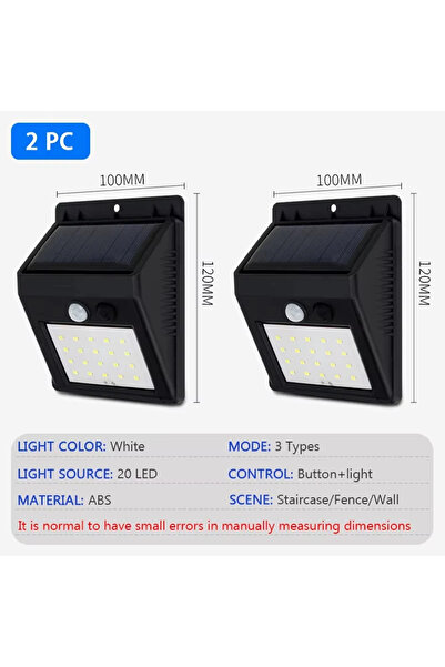 Heinast مصباحان جداريان يعملان بالطاقة الشمسية، كل منهما مزود بـ 20 مصباح LED...