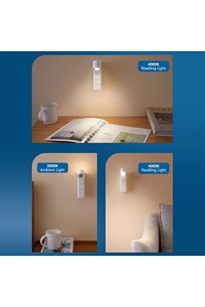 Philips مصباح ليلي بجانب السرير PAS341، بإضاءة 4000 كلفن و3000 كلفن، وبطارية ...