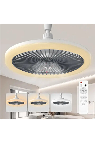 Choice مروحة سقف رمادية دوارة 3 في 1 مع إضاءة، قاعدة E27 LED، جهاز تحكم عن بع...