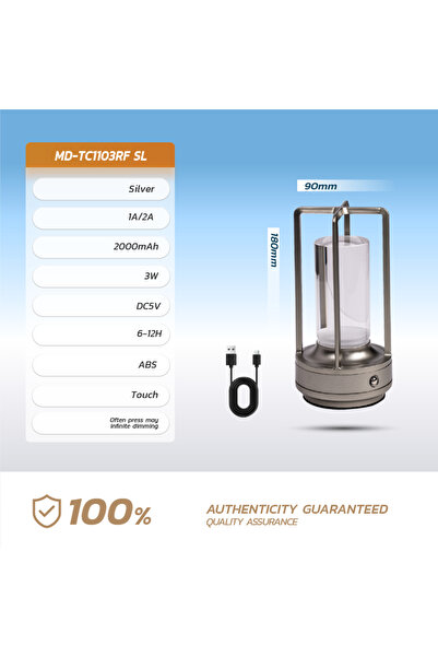 Choice Silvery LED crystal table lamp Plastic Rechargeable touch night lamp B...