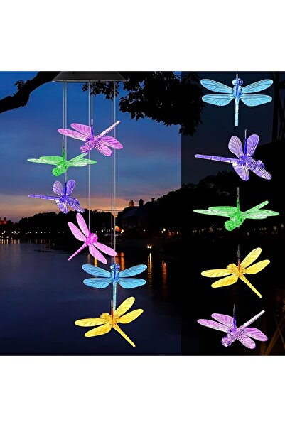 Choice جرس رياح شمسي خارجي على شكل يعسوب بقدرة 0-5 واط، قطعة واحدة، ضوء معلق ...