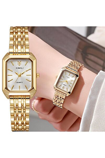 XIMILI Women's Gold Square Quartz Watch Elegant Stainless Steel Bracelet Wris...
