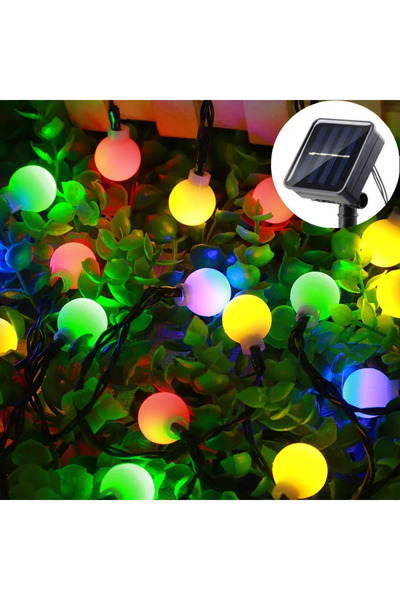 Choice مصباح شمسي خارجي متعدد الألوان بطول 5 أمتار و20 مصباح LED، على شكل كرة...