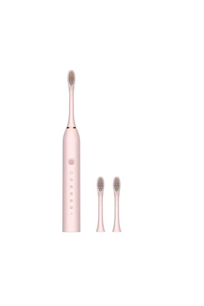 choice2 فرشاة أسنان كهربائية سونيك وردية اللون بثلاثة رؤوس، مقاومة للماء بمعي...