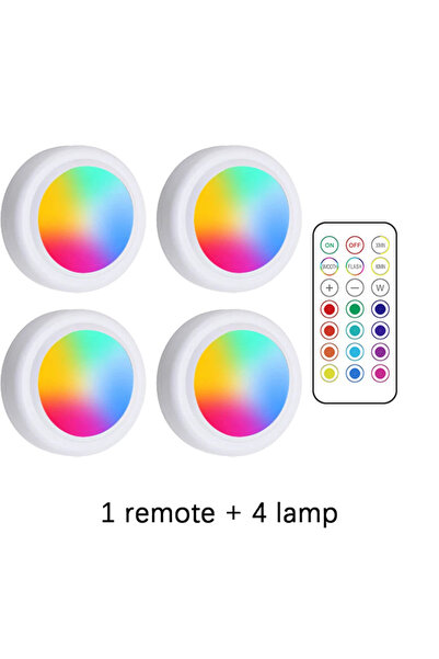 Choice جهاز تحكم عن بعد واحد، 4 مصابيح RGB ملونة، إضاءة تحت الخزائن، لاسلكية،...