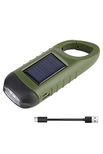 Choice مصباح يدوي LED يعمل بالطاقة الشمسية، مزود بدينامو يدوي، قابل للشحن عبر...