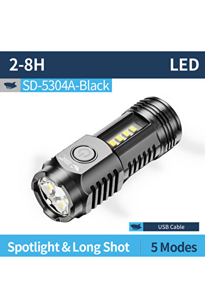 Heinast مصباح يدوي صغير محمول بثلاثة مصابيح LED جانبية، قوي الإضاءة، مقاوم لل...