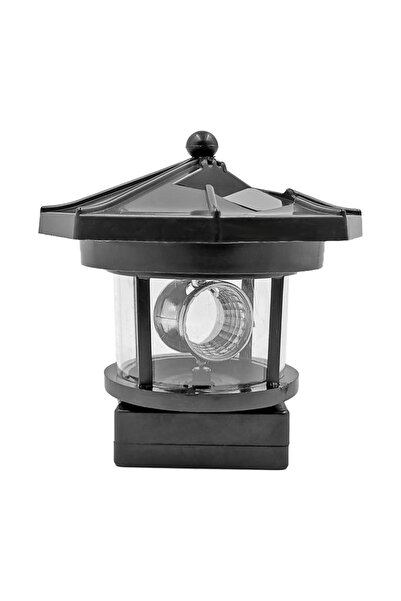 Alloet Black Lighthouse Shape Solar LED Light Garden Fence Outdoor Beacon Rot...