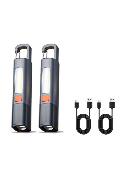 Choice مصباحان يدويان قويان من مادة ABS، قابلان لإعادة الشحن عبر منفذ USB، مح...