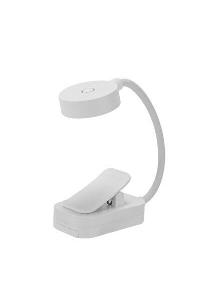 Choice مصباح طاولة LED صغير أبيض اللون مزود بمشبك، يوفر حماية للعين، يعمل بال...