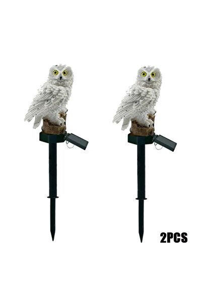 Heinast Owl White 2pcs Outdoor Solar Lights Solar Powered LED Owl Garden Ligh...