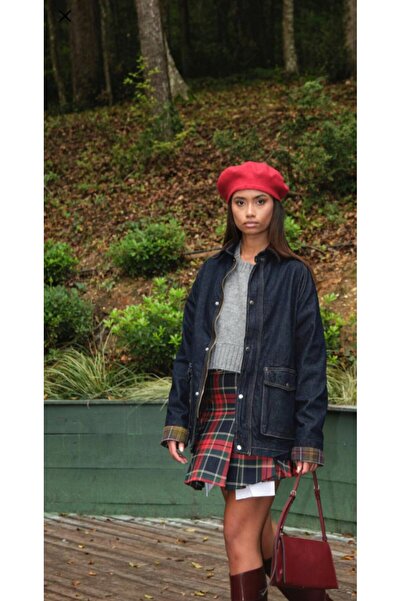 Concept Kadife yakalı kot TRENCH