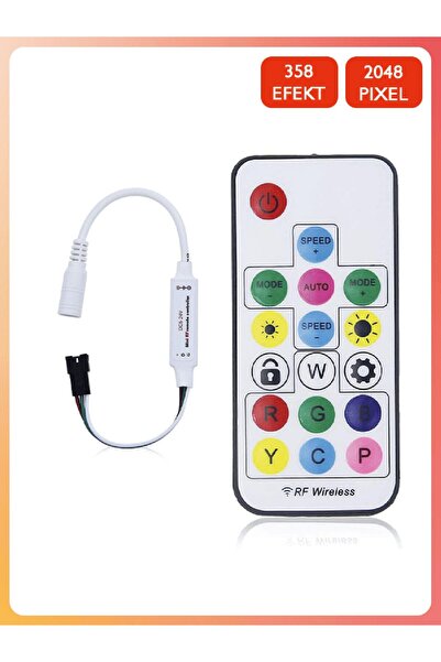 Oyuncakmatik RGB Pixel LED RF 17 Tuş Kumandalı Kontrol Modülü – 2048 Piksel