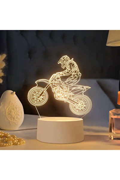 Choice أضواء ليلية بيضاء دافئة ثلاثية الأبعاد على شكل دراجة ترابية، أضواء ديك...