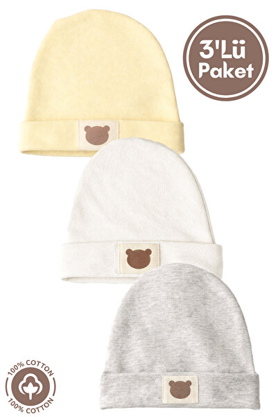 Miniel Unisex Baby Bear Embroidered Combed Organic Cotton Newborn 3-Piece Bab...