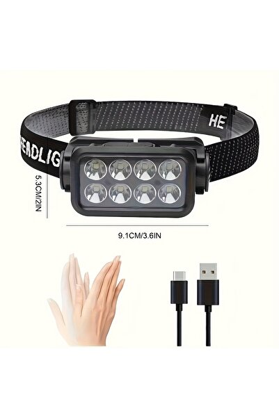 Choice 1PC Motion Sensor Rechargeable Outdoor Headlamp, 8 LEDs Ultra Light an...