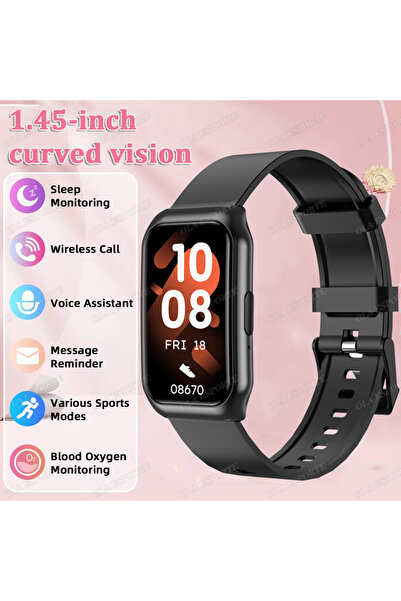 Choice ساعة ذكية جديدة بشاشة منحنية سوداء مقاس 1.45 بوصة، إصدار 2025، لمراقبة...