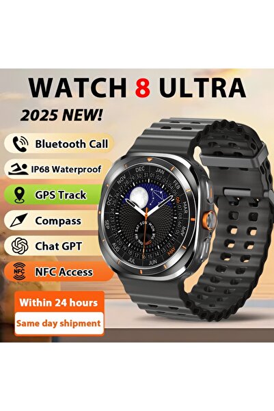 Choice ساعة ذكية جديدة سوداء اللون، طراز 8 ألترا 2025، مزودة بنظام تحديد المو...