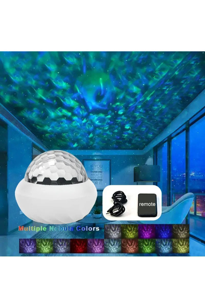 Choice أضواء ليلية بتقنية RGB تعرض تموجات الماء، وشفق القطب الشمالي المرصع با...