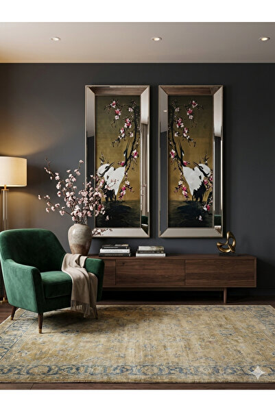 MuratogluHome Birds in Spring – 2’li Set Kuşlu Bahardalı Duvar Sanatı (40x110...