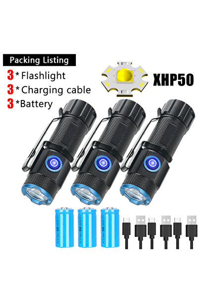 Heinast 3 قطع من مصابيح P50 الصغيرة فائقة السطوع مع بطارية، مزودة بمشبك قلم و...