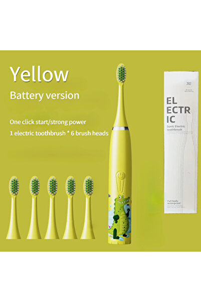 Choice فرشاة أسنان كهربائية للأطفال بتصميم تمساح أصفر، فرشاة أسنان كهربائية ب...