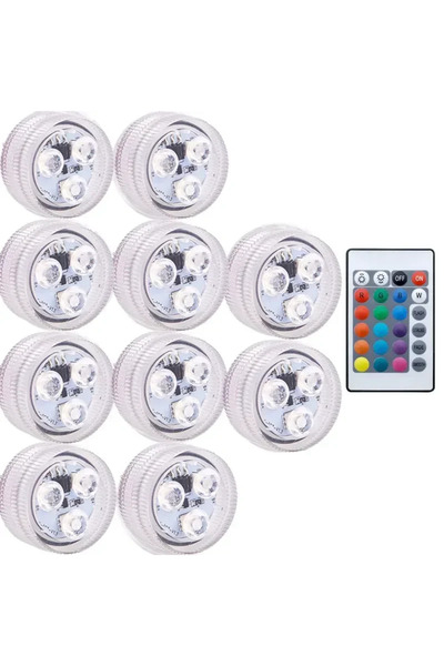 Choice 1 وحدة تحكم 10 مصابيح LED تعمل بالبطارية تحت الماء RGB مصابيح غاطسة IP...