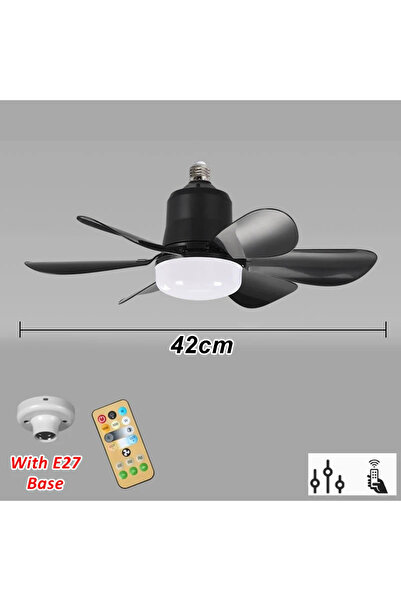 Choice مروحة سقف سوداء مزودة بمصباح LED، تعمل بجهاز تحكم عن بعد، بثلاثة ألوان...