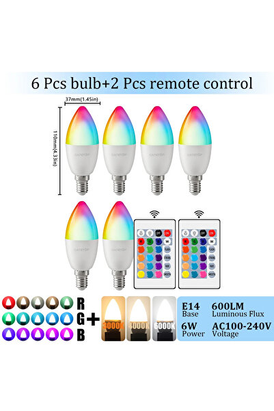Choice مصباح LED على شكل شمعة، RGB، 6000 كلفن، 6 قطع، يعمل بجهد 100-240 فولت ...